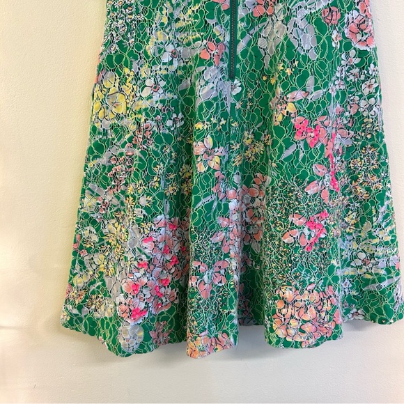 Anthropologie Maeve Dress Verbena Lace Floral Green Sequin Spring Size 2 - Picture 9 of 11